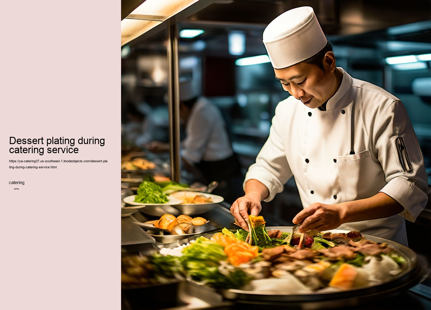 Dessert plating during catering service